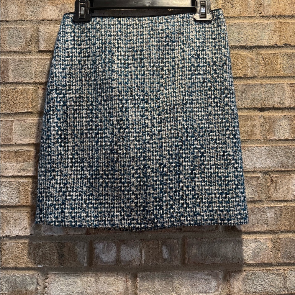 White House Black Market Blue and light gray Tweed Mini Skirt